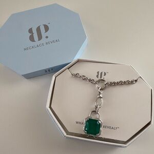 Bomb Party Dial Up the Drama Necklace NK84623 Emerald Green Quartz Rhodium